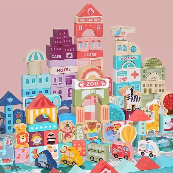 [Brand New] colourful Montessori wooden blocks - Picture 5 of 10